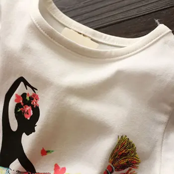 Naujas Šeimos Atitikimo motinos dukra drabužius Šeimos drabužių mados vasaros short-sleeve povas gėlių šokių mergina Tee marškinėliai