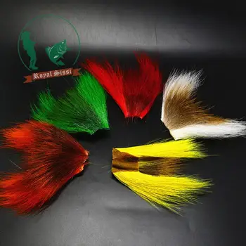 5colors/daug BUCKTAIL PLAUKŲ GABALUS COMBO pasirinktą didesnio dydžio bucktail skyriai vimpelais ir sparnus& uodegos musė medžiagos susiejimas