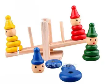 Kūdikių medinis klounas balansas matematikos žaislai/ 12 mėnesių kūdikių ankstyvojo mokymosi švietimo žaislai, Vaikams, Vaikui mokytis matematikos ir skaičiavimo blokų