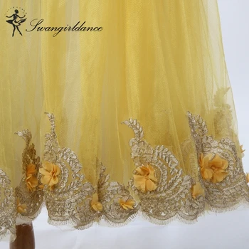 Merginos, moteris, suaugusiems ilgai tutu gėlių geltona klasikinės pasakos romantiškas tutu suknelė etape baleto mdc kostiumai BT9167