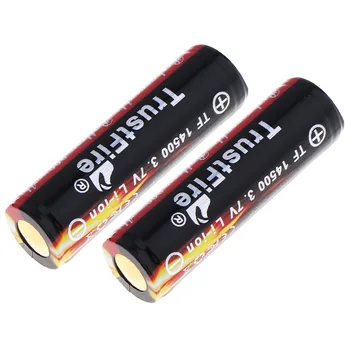 2vnt! TrustFire 3.7 V, Li-ion 14500 Įkrovimo Baterija (akumuliatorius 900mAh Nekilnojamojo Talpos Ličio Baterija LED Blykstė Dviračių Žibintai