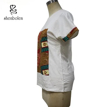 Iki 2017 m. vasaros afrikos drabužių viršūnes moterų batikos vaškas Ankara spausdinti grynos medvilnės mados atgal tuščiaviduriai iš long sleeve top marškinėliai