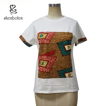 Iki 2017 m. vasaros afrikos drabužių viršūnes moterų batikos vaškas Ankara spausdinti grynos medvilnės mados atgal tuščiaviduriai iš long sleeve top marškinėliai