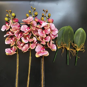 Gėlių Arrangment Violetinės Orchidėjos Lapai Nekilnojamojo Touch Gėlių Vestuves Netikrą Gėlių, Dekoratyvinių Renginys Nemokamas Pristatymas