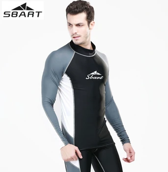 SBART Vyrų Banglenčių, Nardymo Kostiumas UPF50+ Rashguard maudymosi kostiumėlį Plaukimo ilgomis Rankovėmis Viršūnes maudymosi Kostiumėliai, Snorkeling Hidrokostiumą, Burlenčių T-Shirt