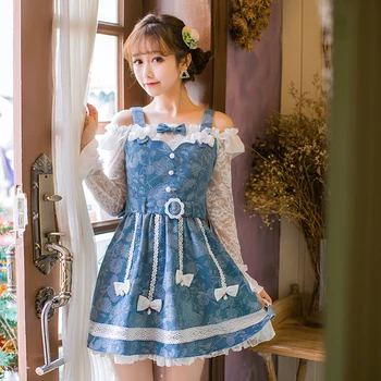 Princesė saldus lolita dress Saldainių lietus Japonijos saldus diržų suknelė moterų mažų šviežių ilgas rankovėmis princesė dress C22AB7018