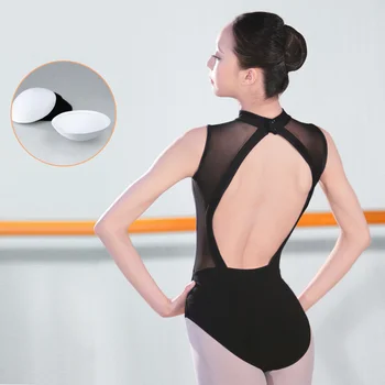 2017 naujų Mergaičių Suaugusiųjų Baleto Triko Seksualus Backless Moterys Baleto Bodysuit Triko Medvilnės Spandex Black Swan Baleto Kostiumai