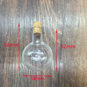 10pieceslot 34*52mm skaidrus, didelis kamuolys apvalus stiklinis butelis su kamštienos Kvepalai eterinio aliejaus buteliukas buteliukas pakabukas papuošalai išvados