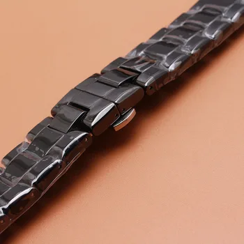 Watchbands 22mm Aukštos Kokybės Keramikos Watchband black Diamond Žiūrėti tilptų prekės 1400 1403 1410 1442 Žmogus, laikrodžių Apyrankės lenkti galai