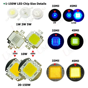 UMAKED High Power LED Chip SMD Šviesos žetonų Šiltas Natūralios Baltos, Raudonos, Žalios 1 3 5 10 20 30 50 100 120 150W Lemputės, Prožektoriai, COB Diodas