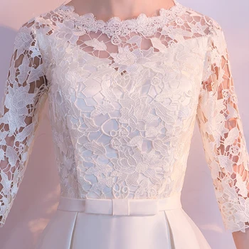 PotN'Patio Nėrinių Pusė Rankovėmis, Trumpos vakarinės Suknelės 2018 Naujas Elegantiškas O-kaklo Paprasta Smėlio Vakare Gown