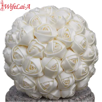 WifeLai-A 1Piece Paprasta Balta Dramblio kaulo Šilko Vestuvių Puokštės Dirbtinės Gėlės Bridesmaid/Nuotakos Puokštė Apdailos Individualų W223