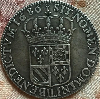 1686 Prancūzija 1 Ekiu - Liudviko XIV monetos KOPIJA NEMOKAMAS PRISTATYMAS