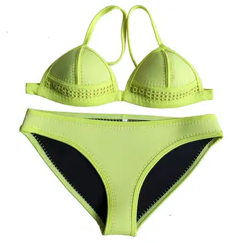 Maudymosi kostiumėliai Moterims Bikini 2017 Seksuali Mergina Neopreno Bikini Komplektas Push Up Brazilijos maudymosi kostiumėlį, Nėrimo Bikini Verde Vonia Kostiumas filė -SC03C