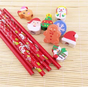 6PCS Linksmų Kalėdų serija HB medinis Pieštukas su trintukas naujas juokingi vaikai studentai medienos dovanos, mokyklinės prekės, raštinė