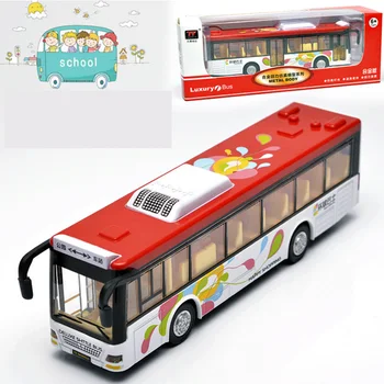 Naujas 1 Vnt lydinio modelis autobusų metalo diecasts žaislinės transporto priemonės traukti atgal ir mirksi & muzikos aukštos modeliavimas turistinis autobusas Naujųjų Metų Dovana