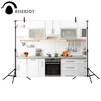 Allenjoy fotografijos backdrops Balta, virtuvė, virtuvės reikmenys švarus patalpų fono nuotrauką fonas foto backdrops