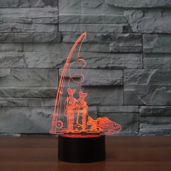 Creative USB Žvejybos Įrankiai, Modeliavimo Naktį Šviesos 3D 7 Spalvų Regėjimo Kūdikių Miego Stalo Lempa LED Namų Dekoro Šviesos Rungtynių Vaikas Dovana