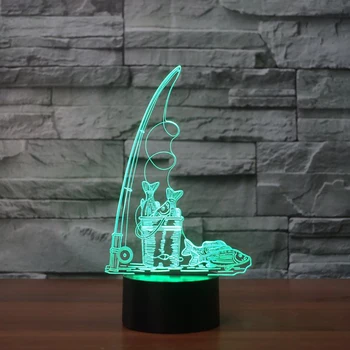 Creative USB Žvejybos Įrankiai, Modeliavimo Naktį Šviesos 3D 7 Spalvų Regėjimo Kūdikių Miego Stalo Lempa LED Namų Dekoro Šviesos Rungtynių Vaikas Dovana