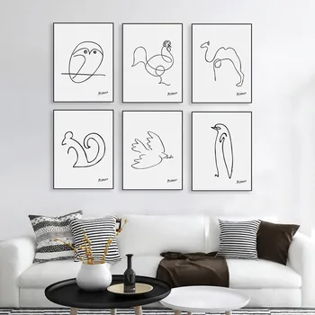 Minimalistinio Picasso Abstrakčiai Gyvūnų Formos, Didelis Drobė Menas Spausdinti Plakato Sienos Nuotrauka Paveikslai, Be Rėmelio Šiuolaikinės Šiaurės Šalių Namų Dekoro