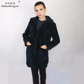 Linhaoshengyue mados tikro kailio Avių kirpimo paltai moterims tikro kailio pavasario NAUJĄ žiemos šiltas ping