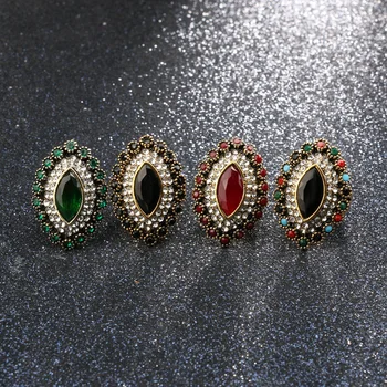 Vintage Papuošalai Kristalų Opals Žiedai Aukso Mozaika Kristalų Didelis Ovalo formos Žiedas, Skirtas Moterims Anillo jz227 anel anillos mujer bague femme