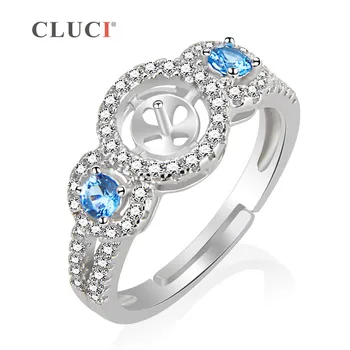 CLUCI Aukštos Kokybės Mėlyna Zircons Vestuvinis Žiedas 925 sterlingas sidabro Reguliuojamas Žiedas su aiškiai zircons Moterų Vestuvių dovana