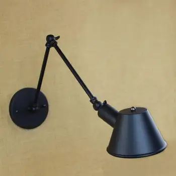 Loft retro Matinis Juodos geležies atspalvį reguliuojamas swing arm skaityti sieniniai šviestuvai Lemputės e27 / e26 sconce už darbo patalpoje miegamasis baras kavinė