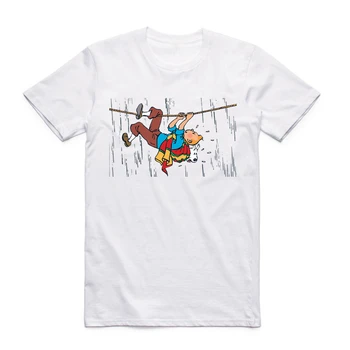 S-XXXL VYRAI MOTERYS Spausdinti Tentenas nuotykių klasikinis animacija Balta Animacinių filmų marškinėliai trumpomis rankovėmis O-Kaklo Hip-Hop marškinėliai