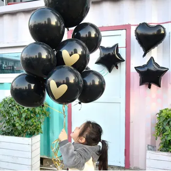 Juoda Balionai Vestuves Baloons Širdis Star Helio Balionas Gimtadienio Dekoracijas, Suaugusiems, Vaikams, Apdailos Atostogų Ballon