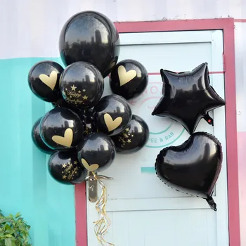 Juoda Balionai Vestuves Baloons Širdis Star Helio Balionas Gimtadienio Dekoracijas, Suaugusiems, Vaikams, Apdailos Atostogų Ballon