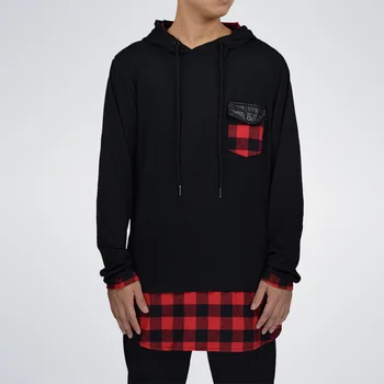 Moomphya Rudenį pledas kratinys hoodies Visą rankovės pusėje zip kreivė hem hoodies gobtuvu palaidinukė hip-hop streetwear hoodies vyrai