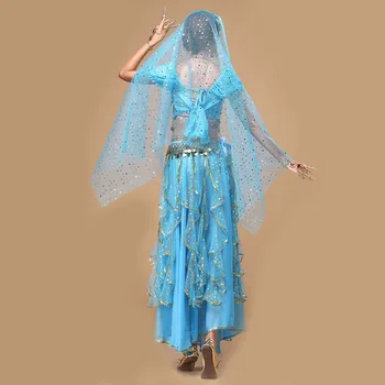 Naujas Lady Pilvo Šokio Kostiumų Moterų Pilvo šokio Kostiumą Bolivudas Kostiumas Indijos Suknelė Pilvo šokių Suknelė 5VNT/Rinkinys, 6 Spalvų