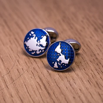 KFLK papuošalai pasaulio žemėlapyje, rankogalių segtukai, vyriškų marškinių mėlyną mygtuką, aukštos kokybės prekės prabanga rankogalių segtukai vestuvių nemokamas pristatymas