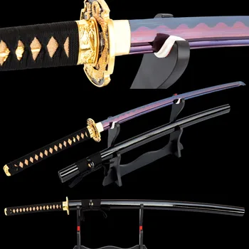 Aštrių Samurai Katana Japonų Kardas Mūšį Pasirengę Full Tang Spalva Keičiama Disko Didelis Anglies Plieno Espada Kovoti Su Peiliu Gera Dovana