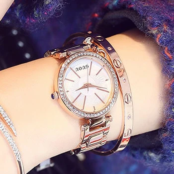GUOU Mados Ponios Žiūrėti Moterų Laikrodžiai Rose Aukso Apyrankę ant Riešo Laikrodžiai Prabangus Diamond Laikrodis Moterims relogio feminino siųsti