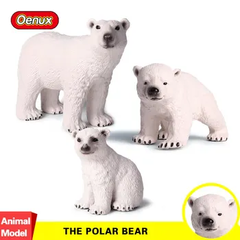 Oenux 3PCS/Set baltasis Lokys, Modeliavimo Gyvūnų figūrėlių, Baltosios Meškos Šeimos Modelis Figūrėlės Kolekcijos Žaislas Vaikams Dovanų