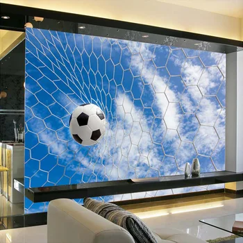Individualizuotas Pritaikymas 3D Tapetai, Freskos Šiuolaikinės Mėlynas Dangus Futbolo vaiko Kambario Kambarį Interjero Dekoro Foto Tapetai, 3D