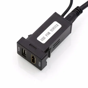 Automobilinis USB Garso Įvesties Įkroviklį su HDMI Lizdas, Naudoti TOYOTA,Camry,Corolla,Yaris,RAV4,Reiz,Land Cruiser,Miestelyje,Vios,Sienna