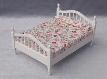 MINI Lėlių namas Mini baldų balta lova audinio patalynė produktus