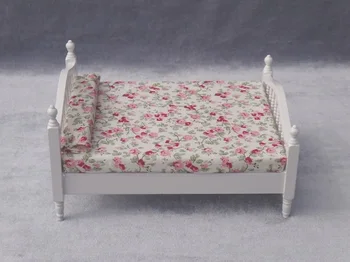 MINI Lėlių namas Mini baldų balta lova audinio patalynė produktus