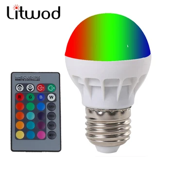 Litwod Z20 E27 LED RGB Stebuklinga Lempa Lempa 3W AC85-265V 220V RGB Led Šviesos Prožektorius+ Ir-afstandsbediening controle ir baltas