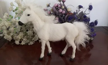 Balta modeliavimas arklių žaislas polietileno & kailiai cute arklių lėlės dovana, apie 25x27CM 274
