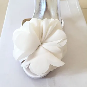 Creativesugarsatin D ' orsay gėlių žavesio atidaryti tne moteris batai jaunavedžių vestuves vakarinę suknelę siurbliai lady kulniukai baltas rožinis mėlynas