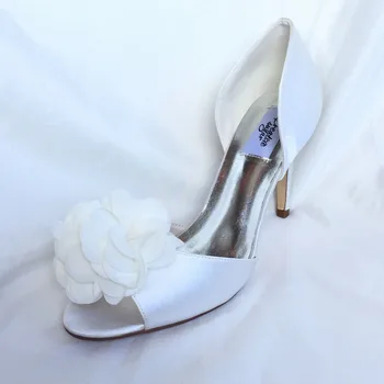Creativesugarsatin D ' orsay gėlių žavesio atidaryti tne moteris batai jaunavedžių vestuves vakarinę suknelę siurbliai lady kulniukai baltas rožinis mėlynas
