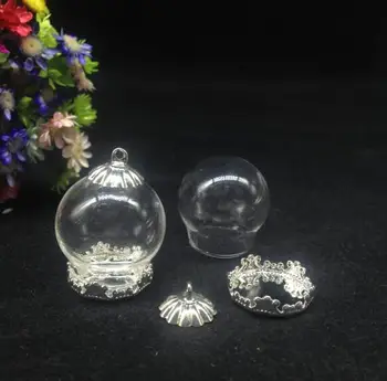 3pcs 20*15 mm Stiklo pasaulyje burbulas stiklainius vainiko pagrindo stiklo buteliukai karoliai pakabukas 