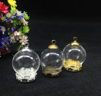 3pcs 20*15 mm Stiklo pasaulyje burbulas stiklainius vainiko pagrindo stiklo buteliukai karoliai pakabukas 