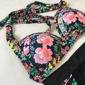 DZRZVD Gėlių Spausdinti Aukštos Juosmens Seksualus Bikini Moterims maudymosi kostiumėlį, Maudymosi Kostiumai Push Up Bikinis Nustatyti Paplūdimio Plius Dydis Gėlių maudymosi Kostiumėliai