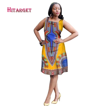 Nauja Afrikos Suknelės Moterims heidi heidi bazin Riche 2017 Mados Rankovių A-line Dresses Dashiki Kanga Ankara Afrikos Drabužius WY1541
