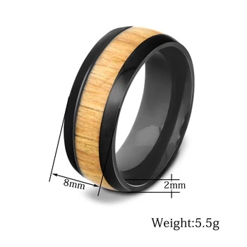 Originali Raudonmedžio medienos apdaila, nerūdijančio plieno žiedas wooding žiedas medinių vestuvių žiedai Vyrams